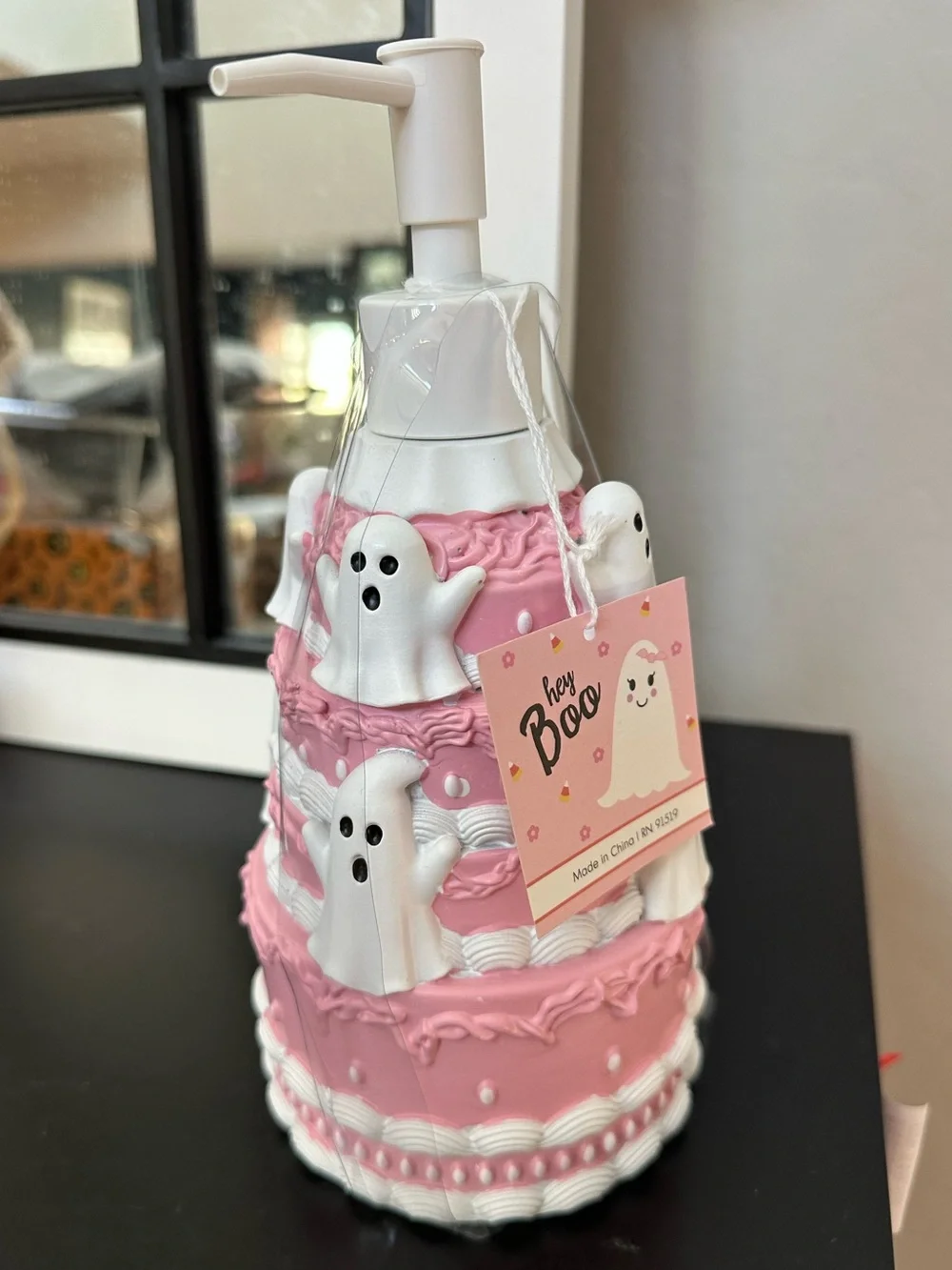 Pink Ghost Cake Halloween Soap Dispenser Hey Boo Pinkoween NWT